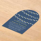 Invitations En Acrylique Modern String Lights, Yellow & White Wedding (Poser)