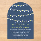 Invitations En Acrylique Modern String Lights, Yellow & White Wedding (Recto)
