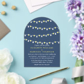 Invitations En Acrylique Modern String Lights, Yellow & White Wedding (Insitu (Mariage))