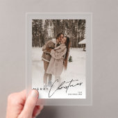 Invitations En Acrylique Modern Trendy Photo Elegant Script Christmas Card (In situ (ordinateur de poche))