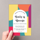 Invitations En Acrylique Modern Whimsical Colorful Groovy Abstract Wedding (In situ (ordinateur de poche))