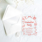 Invitations En Acrylique Modern Whimsical Hand Drawn Bow Graduation Party