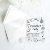 Invitations En Acrylique Modern Whimsical Hand Drawn Bow Graduation Party