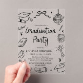 Invitations En Acrylique Modern Whimsical Hand Drawn Bow Graduation Party (In situ (ordinateur de poche))