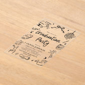 Invitations En Acrylique Modern Whimsical Hand Drawn Bow Graduation Party (Poser)