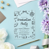 Invitations En Acrylique Modern Whimsical Hand Drawn Bow Graduation Party (Insitu (Mariage))