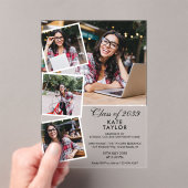 Invitations En Acrylique Moderne 4 Photo Collage de la fête de graduation (In situ (ordinateur de poche))