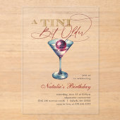 Invitations En Acrylique Moderne A Tini Bit Martini Anniversaire Cerise (Recto)