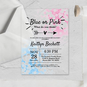 Invitations En Acrylique Moderne Bleu ou Rose ? Fête de Révélation du Sexe