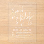 Invitations En Acrylique Moderne & Boho Brunch & Bubbly Fête des mariées (Recto)