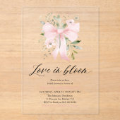 Invitations En Acrylique Moderne Bow rose amour floral dans la Fête des mar (Recto)