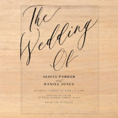 Invitations En Acrylique Moderne calligraphie transparente mariage script (Recto)