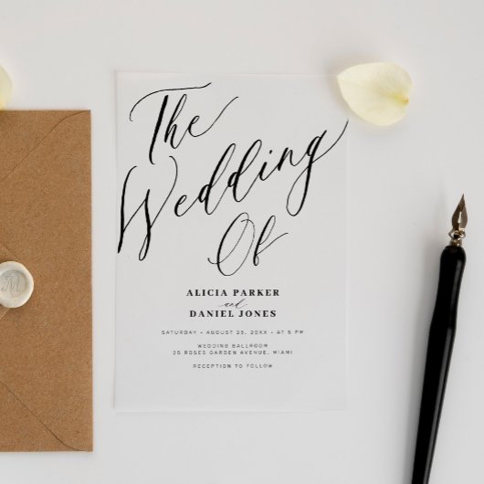 Invitations En Acrylique Moderne calligraphie transparente mariage script