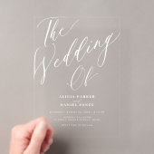 Invitations En Acrylique Moderne calligraphie transparente mariage script (In situ (ordinateur de poche))