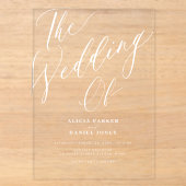 Invitations En Acrylique Moderne calligraphie transparente mariage script (Recto)