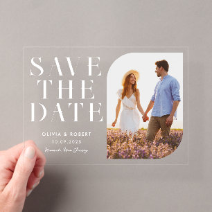 Invitations En Acrylique Moderne Chic Minimaliste Photo Mariage Enregistrer