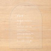 Invitations En Acrylique Moderne Chic Monogramme Blanc Arc Rustique Mariage (Recto)