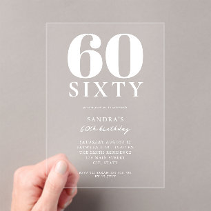 Invitations En Acrylique Moderne Elégant 60e anniversaire