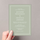 Invitations En Acrylique Moderne Elégant Formal Sage Mariage Vert (In situ (ordinateur de poche))