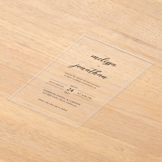 Invitations En Acrylique Moderne Élégant gracieux Calligraphie Script Maria (Poser)