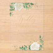 Invitations En Acrylique Moderne Elégant Mariage de verdure fleurie (Recto)