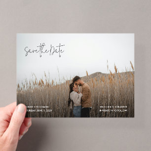 Invitations En Acrylique Moderne Élégant Photo Mariage Enregistrer la Date