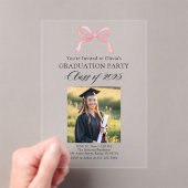 Invitations En Acrylique Moderne Elégant Pink Bow Graduation (In situ (ordinateur de poche))