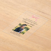 Invitations En Acrylique Moderne Elégant Pink Bow Graduation (Poser)