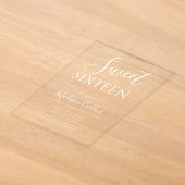 Invitations En Acrylique Moderne Élégant Script Sweet 16 (Poser)