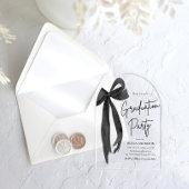 Invitations En Acrylique Moderne Elégant tendance noir Bow Graduation Arche