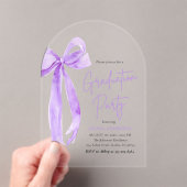 Invitations En Acrylique Moderne Elégant tendance Purple Bow Graduation Arc (In situ (ordinateur de poche))