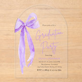 Invitations En Acrylique Moderne Elégant tendance Purple Bow Graduation Arc (Recto)