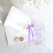 Invitations En Acrylique Moderne Elégant tendance Purple Bow Graduation Arc