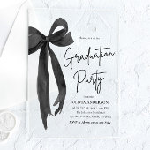 Invitations En Acrylique Moderne Elégant tendance Stylish Black Bow Graduat