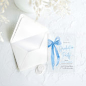 Invitations En Acrylique Moderne Elégant tendance Stylish Bleu Bow Graduati