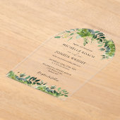 Invitations En Acrylique Moderne Elégant Verdure Floral Arché Mariage (Poser)