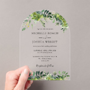 Invitations En Acrylique Moderne Elégant Verdure Floral Arché Mariage