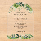 Invitations En Acrylique Moderne Elégant Verdure Floral Arché Mariage (Recto)