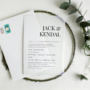 Invitations En Acrylique Moderne Élégante Noms Modifiables Mariage