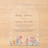 Invitations En Acrylique Moderne, Fleur sauvage, Baby shower (Recto)