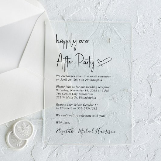 Invitations En Acrylique Moderne Heureusement Jamais Après La Réception De