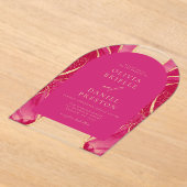 Invitations En Acrylique Moderne Hot rose Or Agate Mariage élégant (Poser)