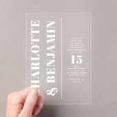 Invitations En Acrylique Moderne Mariage Blanc Gras Vertical (In situ (ordinateur de poche))