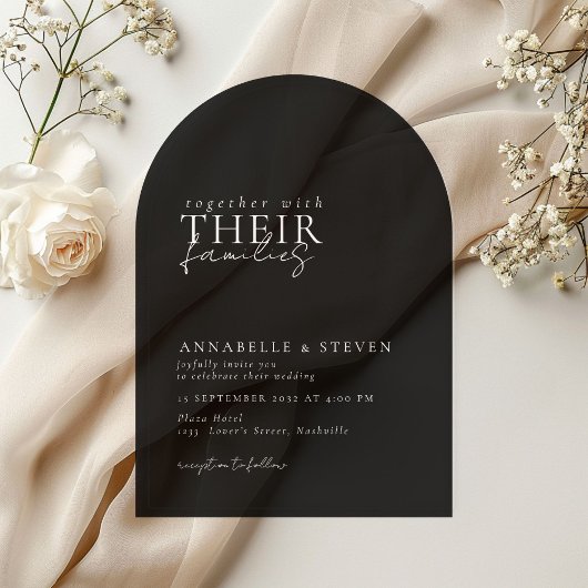 Invitations En Acrylique Moderne, Minimal, Noir, Mariage