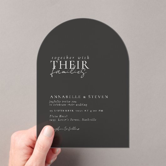 Invitations En Acrylique Moderne, Minimal, Noir, Mariage (In situ (ordinateur de poche))