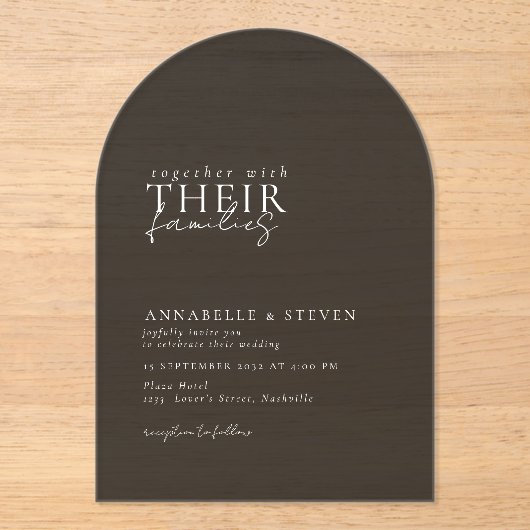 Invitations En Acrylique Moderne, Minimal, Noir, Mariage (Recto)