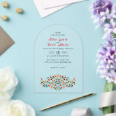 Invitations En Acrylique Moderne Romantique Élégant Mariage de couronne flo (Insitu (Mariage))