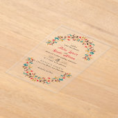 Invitations En Acrylique Moderne Romantique Élégant Mariage de couronne flo (Poser)