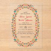 Invitations En Acrylique Moderne Romantique Élégant Mariage de couronne flo (Recto)