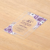 Invitations En Acrylique Moderne rose Floral Surprise 85ème anniversaire (Poser)